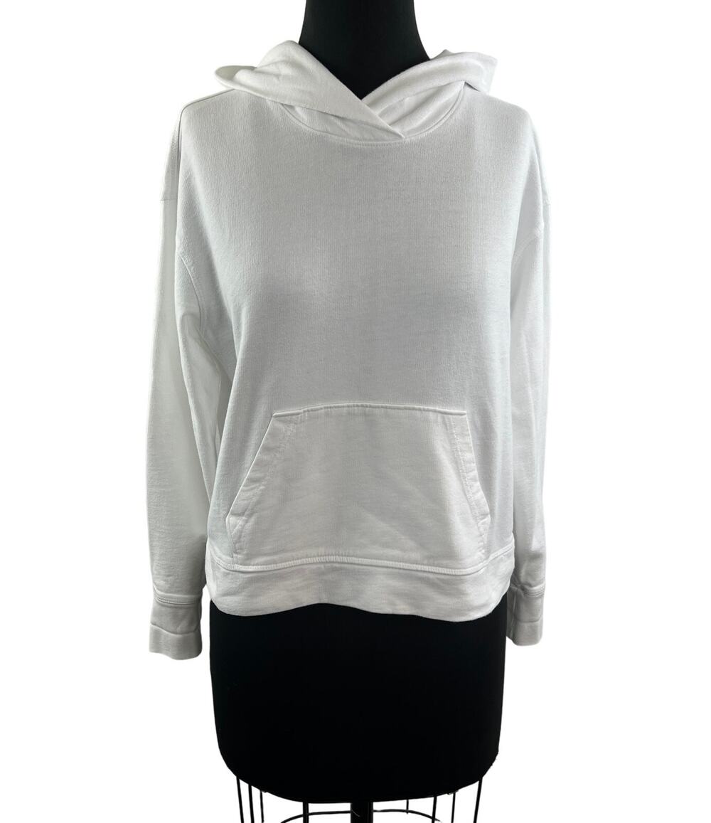 Standard JAMES PERSE White Hoodie Cotton Long Sleeves Pullover Pockets Size 0